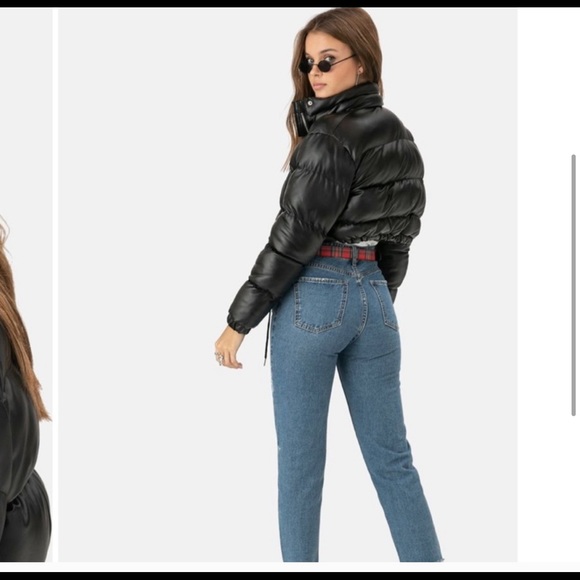 Adika Black Cropped Puffer Jacket 
